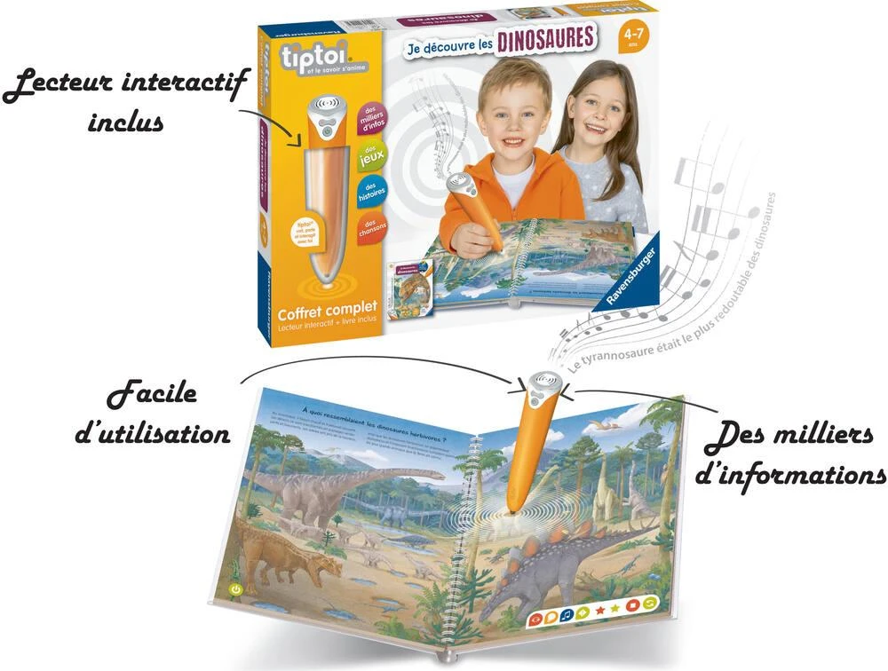Ravensburger TIPTOI - COFFRET COMPLET LECTEUR INTERACTIF + LIVRE JE DECOUVRE LES DINOSAURES 5 Ravensburger TIPTOI - COFFRET COMPLET LECTEUR INTERACTIF + LIVRE JE DECOUVRE LES DINOSAURES – Image 5