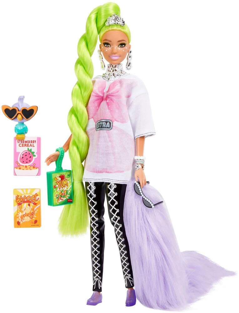 MATTEL POUPEE BARBIE EXTRA NATTE VERT FLUO 1 MATTEL POUPEE BARBIE EXTRA NATTE VERT FLUO