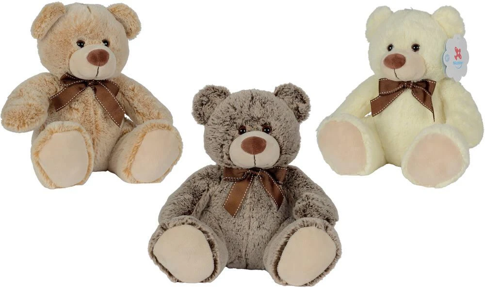 PELUCHE OURS ASSIS AVEC NOEUD 26 CM 1 PELUCHE OURS ASSIS AVEC NOEUD 26 CM